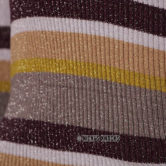 Chaser Harper Stripe Ribbed Sweater Y2K Retro V-Neck Skater Style Knit Size L - Picture 4 of 13